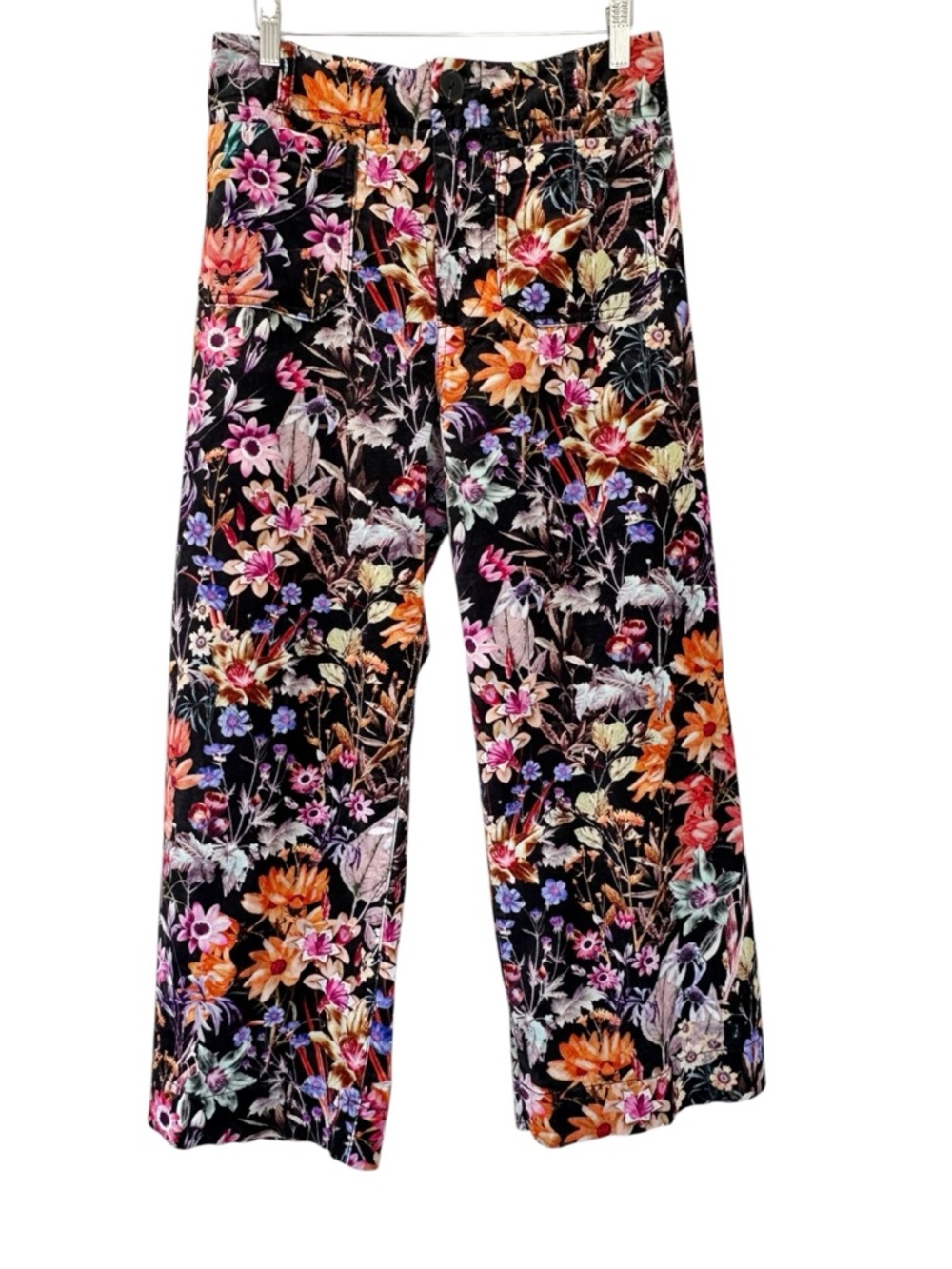 Anthropologie | Maeve • Colette Cropped Wide-Leg Pants in Floral Velvet
